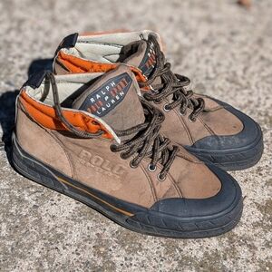 Rare Vintage Polo Sport Ralph Lauren Ankle Boots olive/orange Sz 7.5 Hiking